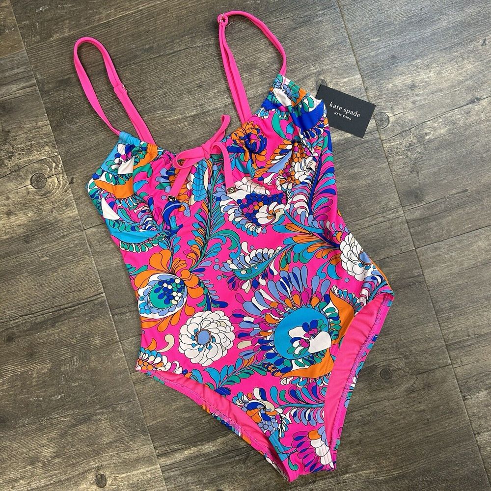 Nwt Kate Spade Cinch Front Underwire One Piece Swimsuit Size S Radiant Pink (135